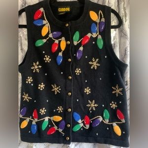 Vintage Christmas sweater vest with buttons